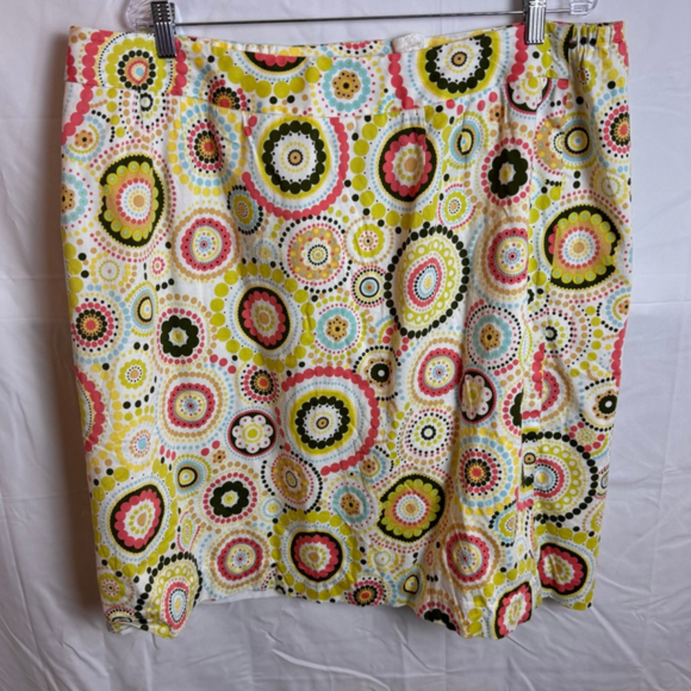 Women's Talbots Plus White Multicolor Patterned Pencil Skirt 18W
